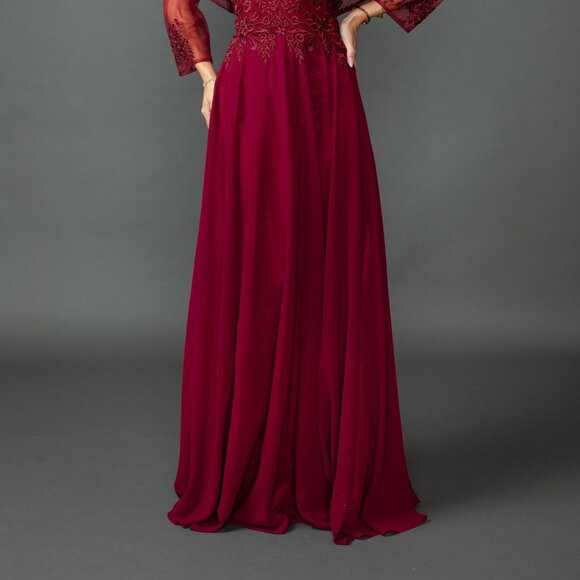 New A-Line Chiffon Mother Of Bride Dress w/ Lace Embroidery & Bolero DQ 4542 - Picture 5 of 8